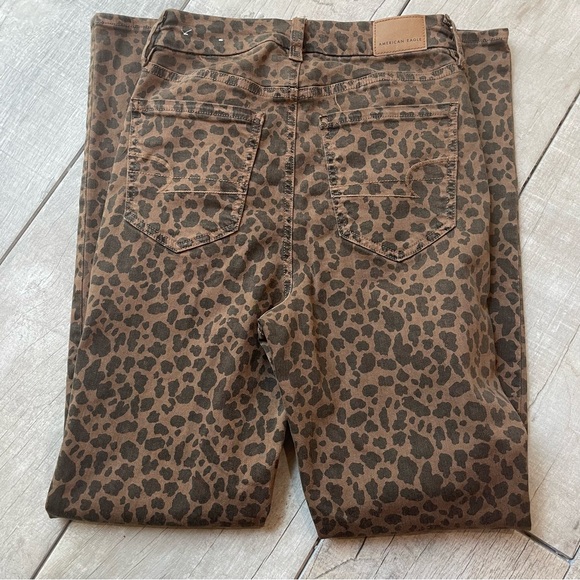 American Eagle Brown Leopard High Waist Skinny Jeans Next Level Stretch 2 - Picture 4 of 4